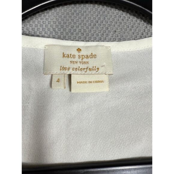 Kate Spade Edison Top White Ruffle Front Blouse Size 4 - Picture 7 of 7